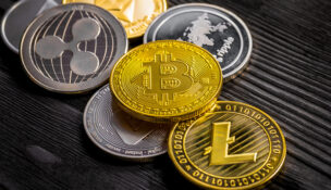Bitcoin coins illustration by Depositphotos